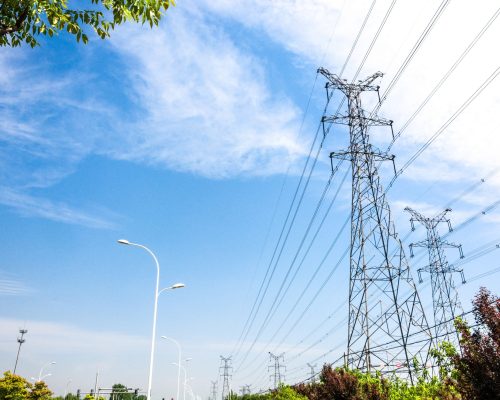 electricity high voltage pole and sky electricity high voltage pole and sky
